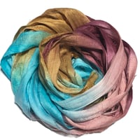 Image 2 of 10YD. FLUTTER HAND DYED RECYCLED SARI SILK RIBBON BUNDLES by COLOR KISSED SILK
