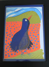 Blue bird, framed painting