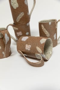 Image 2 of Tall Mug - Pastel Flowers on Sandy Clay