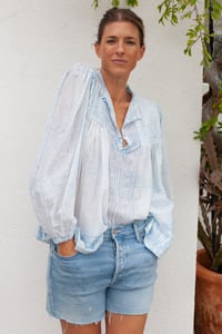 Image 1 of India Pleated Top Blue Indian Paisley