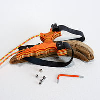 Image 6 of Wooden Sling Shot, Tequila Sunrise Spectraply Wood, OTF for Right Hander Slingshot, Catapult