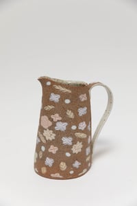 Image 1 of Large Pitcher - Pastel Flowers on Sandy Clay