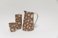 Image 2 of Large Pitcher - Pastel Flowers on Sandy Clay