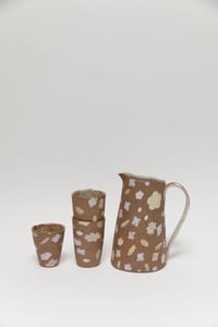 Image 5 of Large Pitcher - Pastel Flowers on Sandy Clay