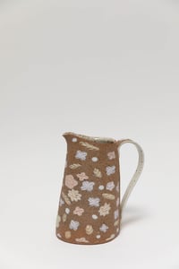 Image 7 of Large Pitcher - Pastel Flowers on Sandy Clay