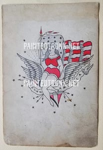 Image of antique 1900s original w.h. wilson young america usa flag pinup tattoo flash 5x8