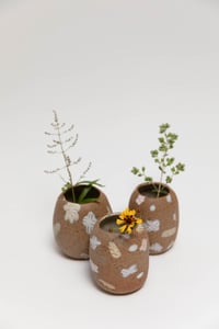 Image 1 of Oval Vase - Pastel Flowers on Sandy Clay