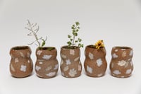 Image 4 of Gourd Vase - Pastel Flowers on Sandy Clay