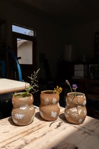 Image 10 of Gourd Vase - Pastel Flowers on Sandy Clay