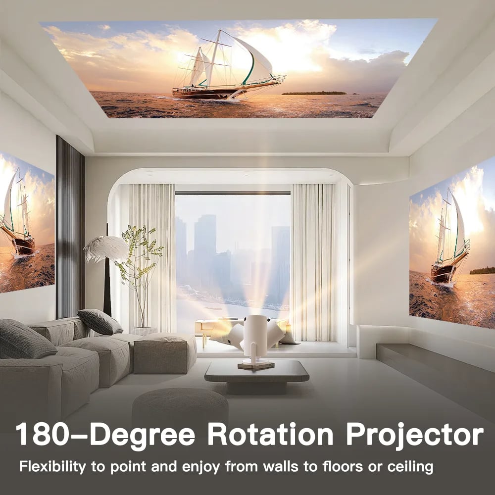 MSL PRO Mini Projector LYNCAST 4K 180 'rotation HD Android 11 WiFi6 BT5.0 260ANSI 1080P Cinema Out