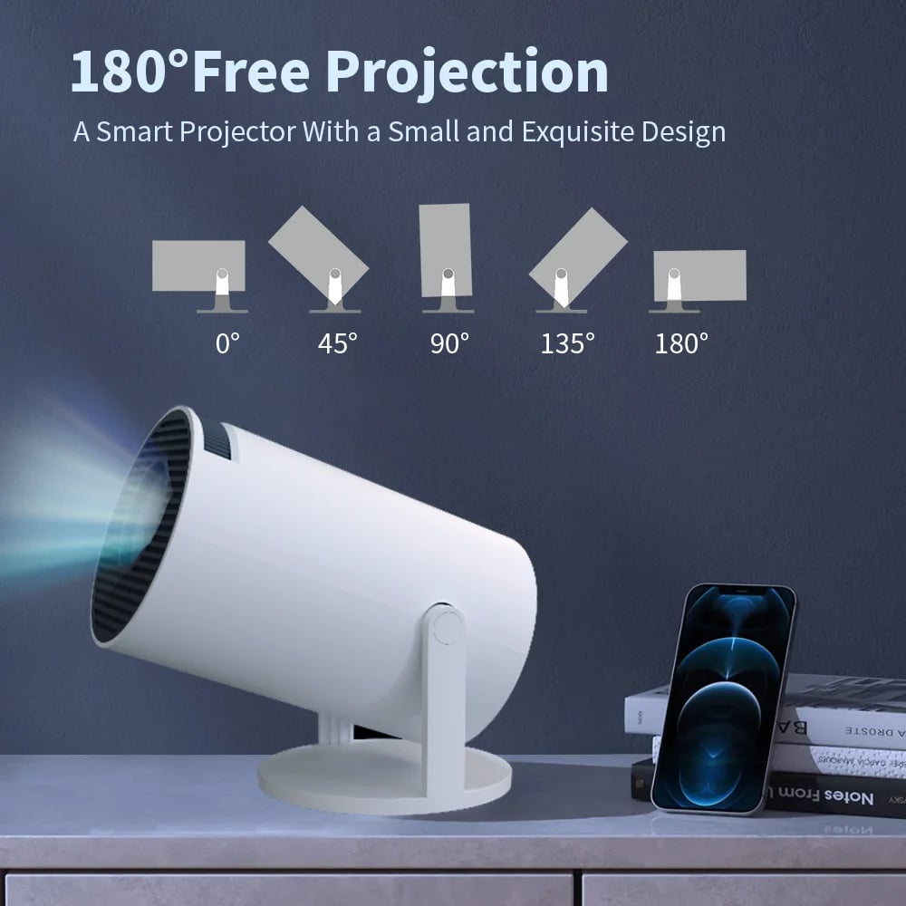 MSL PRO Mini Projector LYNCAST 4K 180 'rotation HD Android 11 WiFi6 BT5.0 260ANSI 1080P Cinema Out