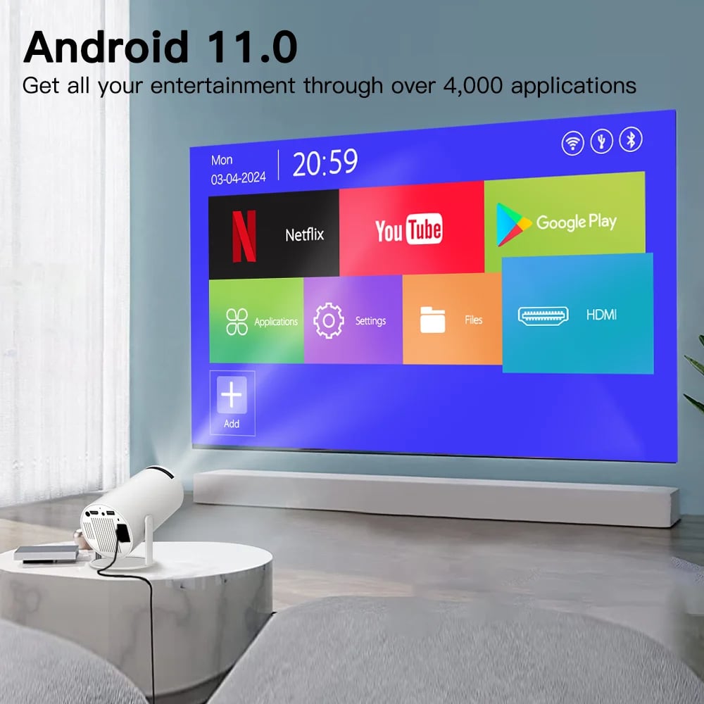 MSL PRO Mini Projector LYNCAST 4K 180 'rotation HD Android 11 WiFi6 BT5.0 260ANSI 1080P Cinema Out