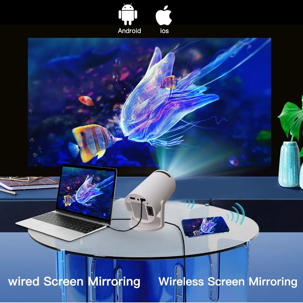 MSL PRO Mini Projector LYNCAST 4K 180 'rotation HD Android 11 WiFi6 BT5.0 260ANSI 1080P Cinema Out