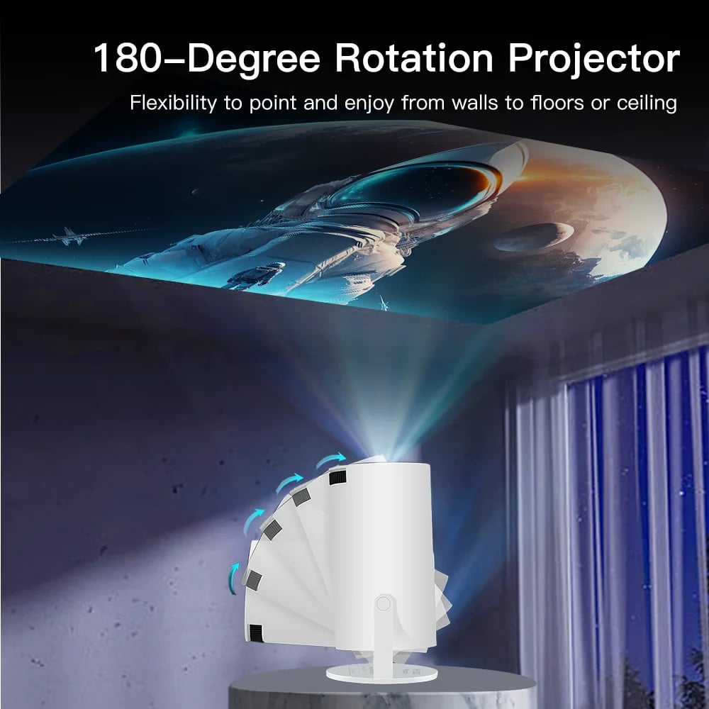 MSL PRO Mini Projector LYNCAST 4K 180 'rotation HD Android 11 WiFi6 BT5.0 260ANSI 1080P Cinema Out