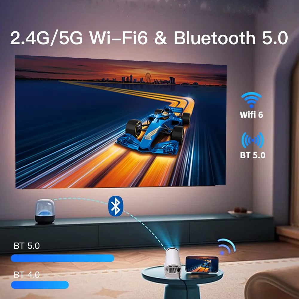 MSL PRO Mini Projector LYNCAST 4K 180 'rotation HD Android 11 WiFi6 BT5.0 260ANSI 1080P Cinema Out