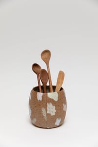 Image 1 of Oval Vessels / Vase / Utensil Crocks - Pastel Flowers on Sandy Clay