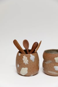 Image 4 of Oval Vessels / Vase / Utensil Crocks - Pastel Flowers on Sandy Clay