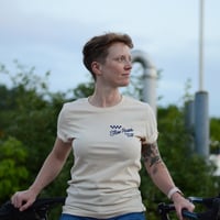 Image 1 of Slow Roses Flocked Logo Shirt | Cream + Blue