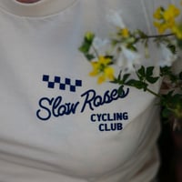 Image 2 of Slow Roses Flocked Logo Shirt | Cream + Blue