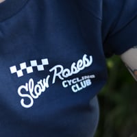 Image 2 of Slow Roses Flocked Logo Shirt | Blue + White