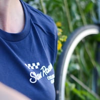 Image 1 of Slow Roses Flocked Logo Shirt | Blue + White
