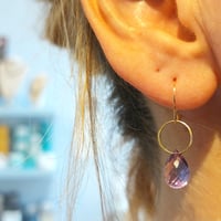 Image 2 of 14k Gold and Amethyst Earrings