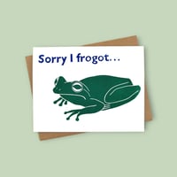 Sorry I Frogot Linocut Card