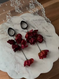 Image 1 of Oversized Burgundy Flower Dangles (BLACK)