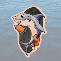 Image 1 of Vinyl Sticker Reading Shark