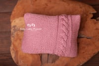 Image 5 of Knitted pillow wrap and bonnet hats pink
