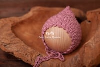 Image 3 of Knitted pillow wrap and bonnet hats pink