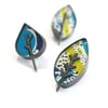 Lapel Leaf Pins - blues & yellows