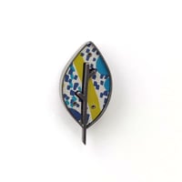 Image 3 of Lapel Leaf Pins - blues & yellows