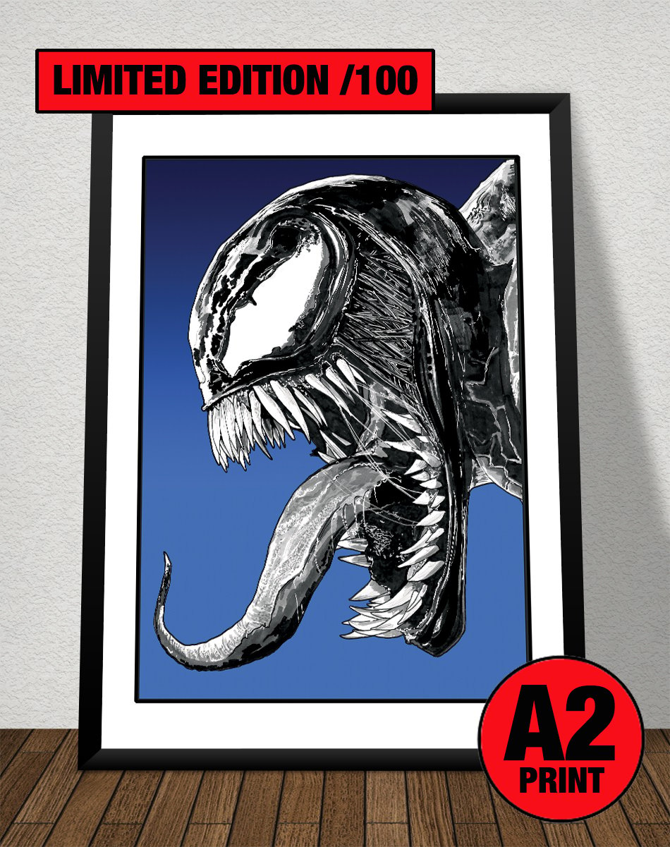 Movie Art 'Venom' A2 (16.5" x 23.4") Limited Edition Signed Print Comic Style Illustration