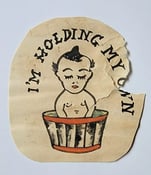 Image of original antique unknown 1930s tattoo flash kewpie hold cut folk art texas 3x3"
