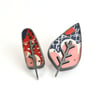 Lapel Leaf Pins - red & pink