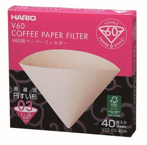 Image of Filtres Hario V60 naturels - Tailles 01, 02 ou 03