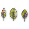 Lapel Leaf Pins - green, orange & purple