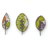 Image 1 of Lapel Leaf Pins - green, orange & purple
