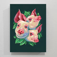 Piglet Bouquet - Original Painting, 9" x 12"