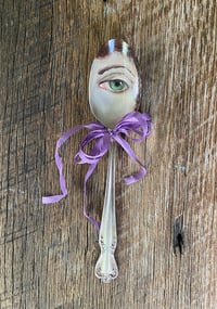 Image 1 of Lover's Eye oil painting in vintage spoon