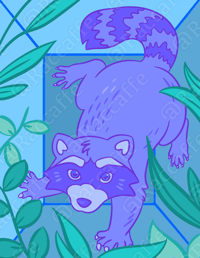 Image 1 of Blue Raccoon Canvas Print