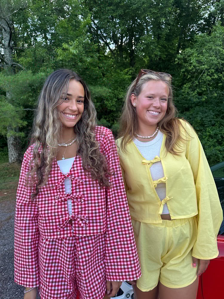 Image of Long Sleeve Tie Top - Red Gingham