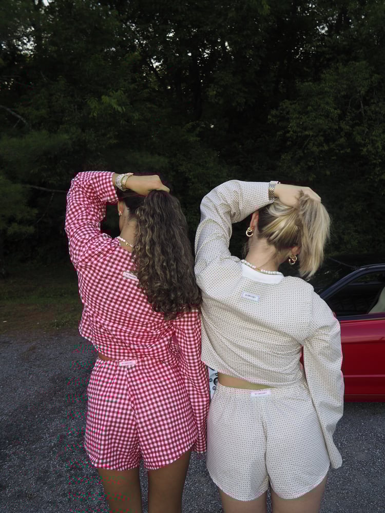 Image of Long Sleeve Tie Top - Red Gingham