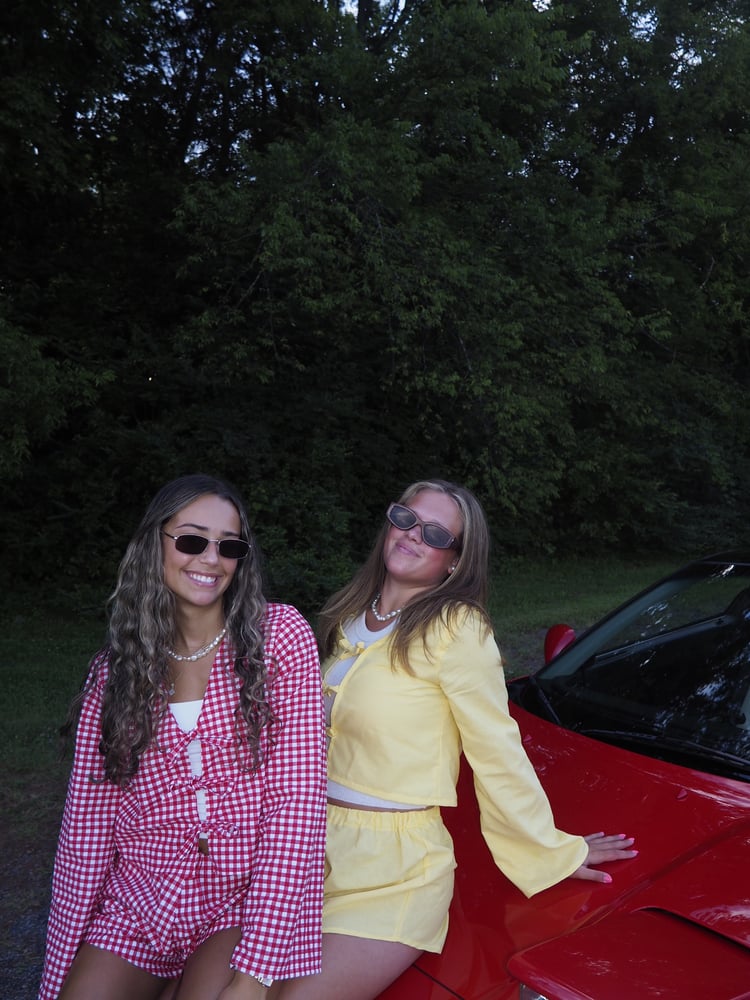 Image of Long Sleeve Tie Top - Red Gingham
