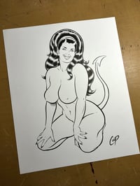 Image 2 of KNEELING CURVY DEVIL GIRL Original art