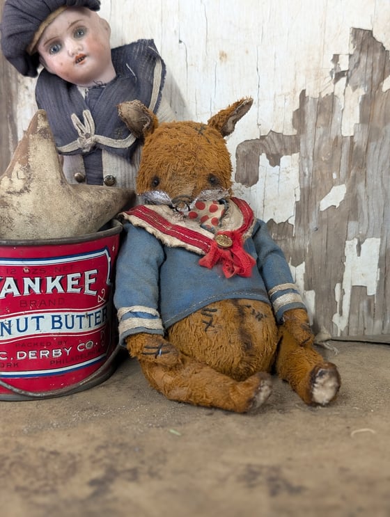 Image of Old Sailor FOX - 7.5" Vintage Style FOX in handmade detailed sailor outfit  by Whendi's Bears.