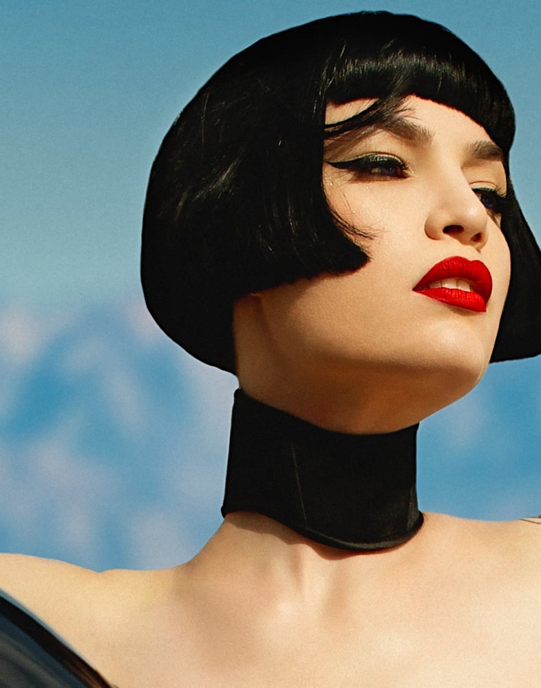 Image of CANICE SILK POSTURE COLLAR BLACK