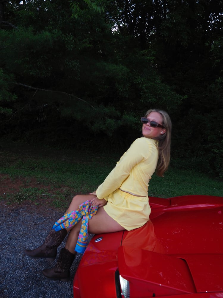 Image of Long Sleeve Tie Top - Yellow