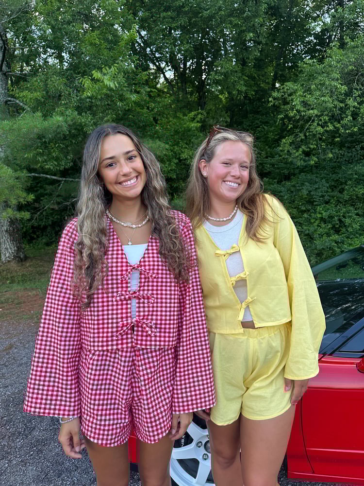Image of Long Sleeve Tie Top - Yellow